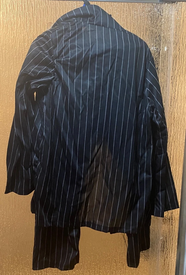 Disfraz de mafioso zombi gángster niño a rayas chaqueta grande, máscara, sombrero #5461 Foto 3 de 4