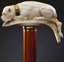 wooden walking stick hand carved DOG wooden walking cane