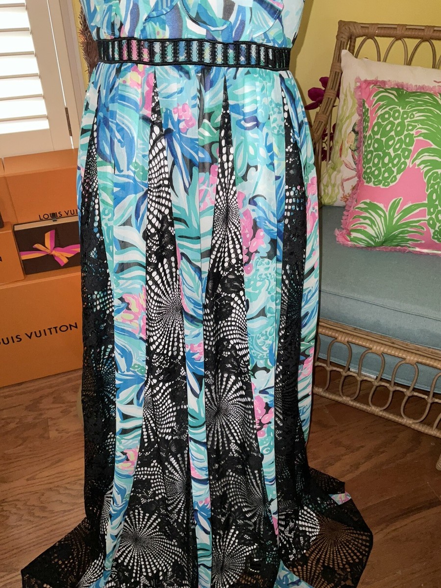 maxi dress with low cut back Beverley Black Mesh Maxi Dress - US 8