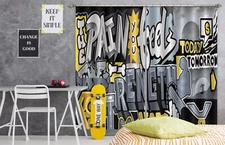 3D Hand Drawn Letters ZHUA1418 Photo Curtain Window Blockout Fabric Amy 2023