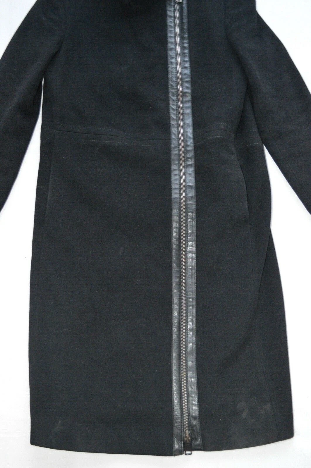 Giacca trench Gucci Lana Nera Cashmere Lunga Cerniera Attraverso Cerniera Donna IT44 UK12