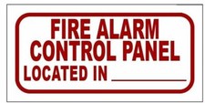 FIRE ALARM CONTROL PANEL LOCATED IN SIGN WHITE ,ALUMINIUM 3x6 ref1020