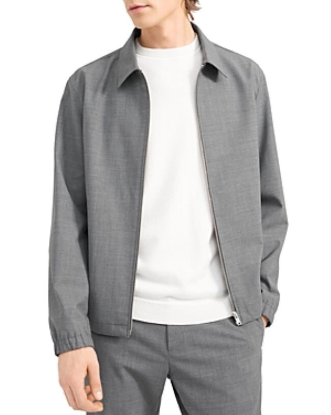 badway n2b グレー Lサイズ Theory 288450 Men's Brody Stretch Wool Bomber Jacket Gray