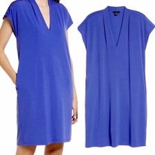 Sale! Halogen Women’s Blue Dress Pleated Detail Shift Dress Size S