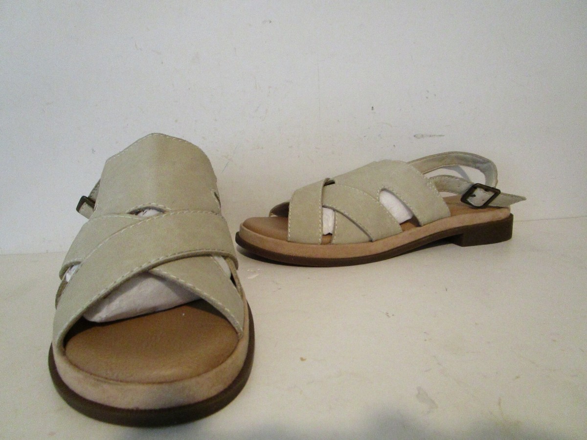 Bass Womens Montague Leather Buckle Strap Slingback Sandals Cream