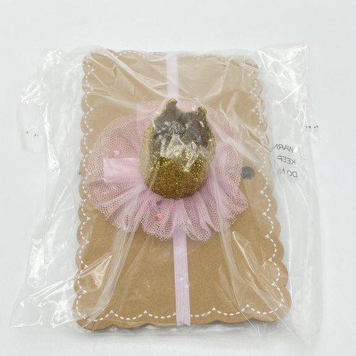 Mud Pie Baby Girl Gold Princess Crown Hair Headband Pink 1st Birthday Tiara - Picture 7 of 12