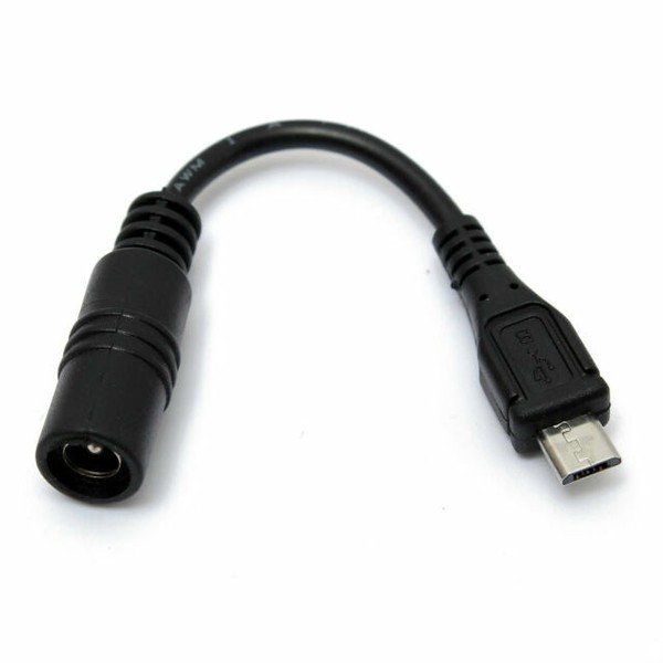 DC Power Supply 5.5x2.1mm Female to Micro USB 5 Pin Male Charging Cable