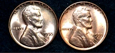 1955 D-S Lincoln Cent Lot of 2  * GEM BU RD RED * Actual Coins * FREE SH