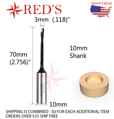 3mm X 70mm R Carbide Line Boring Brad Point drill bit blum hinge CNC router bank