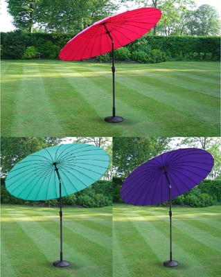 2,6m pulverbeschichteter Sonnenschirm Shanghai Regenschirm Kurbel & Neigung Garten Terrasse Sommer 