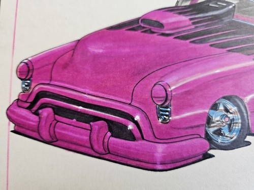Pro Street Lead Sled Tim Frederick ORIGINAL ART Street Car Hot Rod Art Drawing - Picture 9 of 16