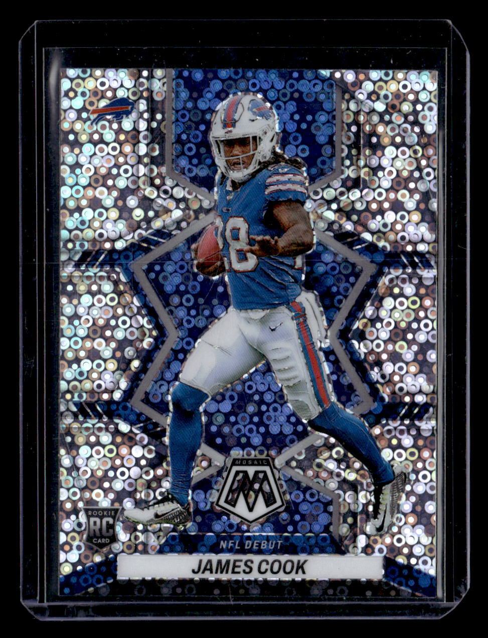 2022 Panini Mosaic #285 James Cook Diver No-Huddle Disco.