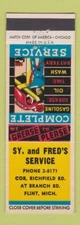 Matchbook Cover - Sy and Fred's oil gas Flint MI