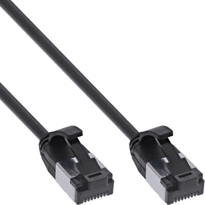 InLine  Patchkabel slim, U/FTP, Cat.8.1, TPE halogenfrei, schwarz, 1m