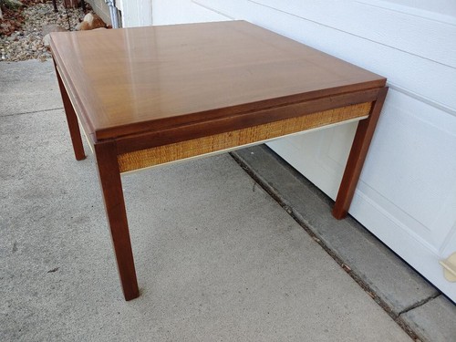 GREAT MID CENTURY MODERN WALNUT & CANE COFFEE TABLE, PAUL MCCOBB? - Picture 4 of 9