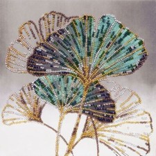 Midi Bead embroidery kit Emerald leaves DIY Embroidery Kit beadwork pattern