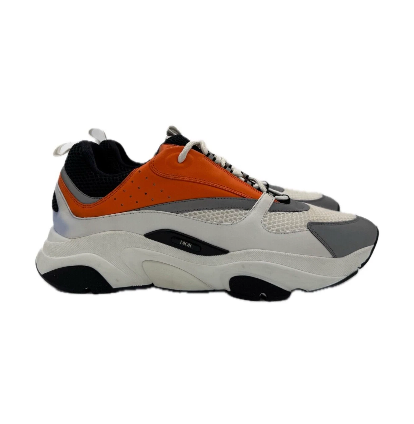 Baskets Christian Dior technique maille veau homme B22 blanc orange