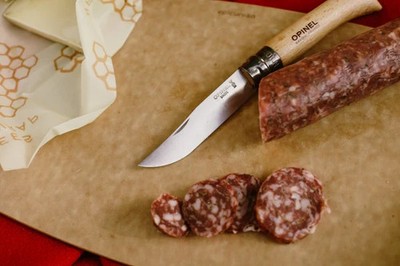 Opinel No. 7 Carbone - Carbon Steel Folding Pocket Knife, Beechwood Handle