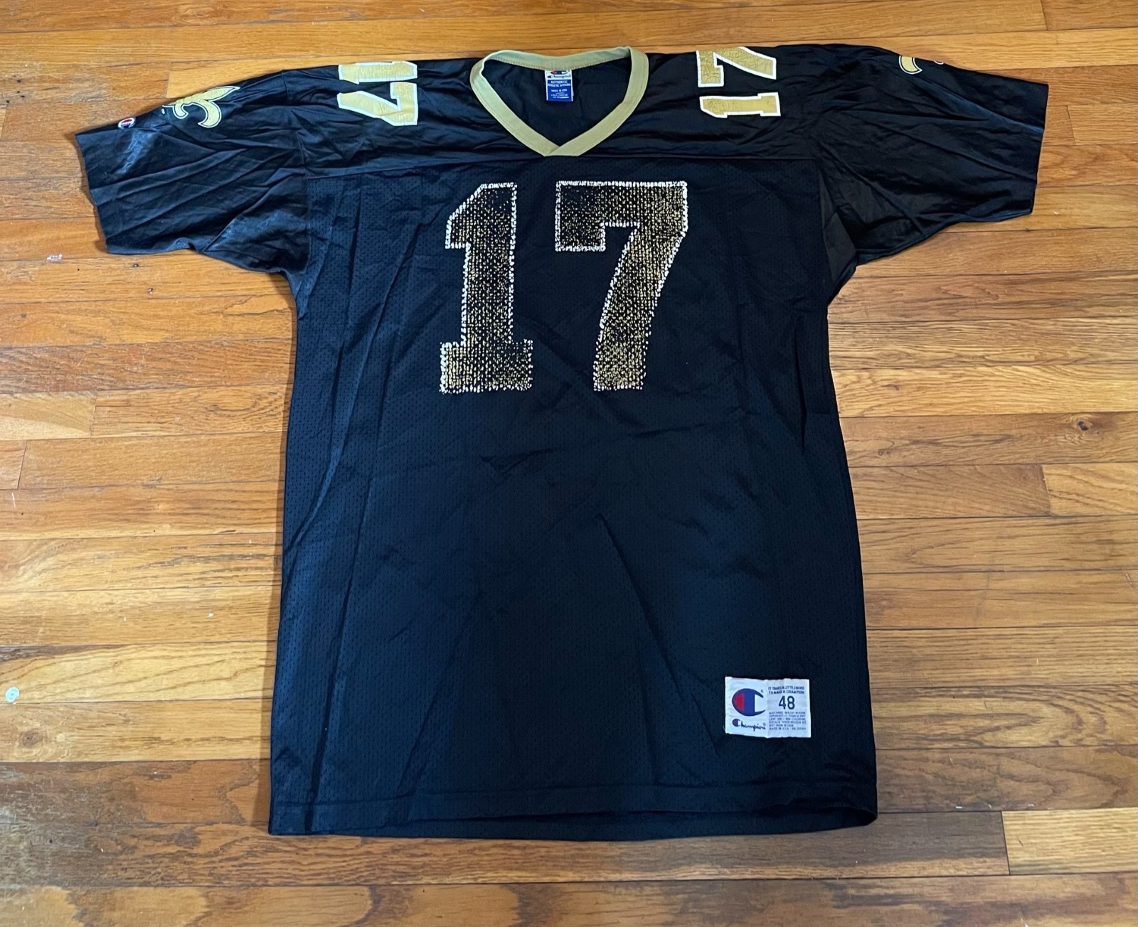 Vintage New Orleans Saints Jim Everett #17 Champion NFL Jersey Size 48 90’s Rare