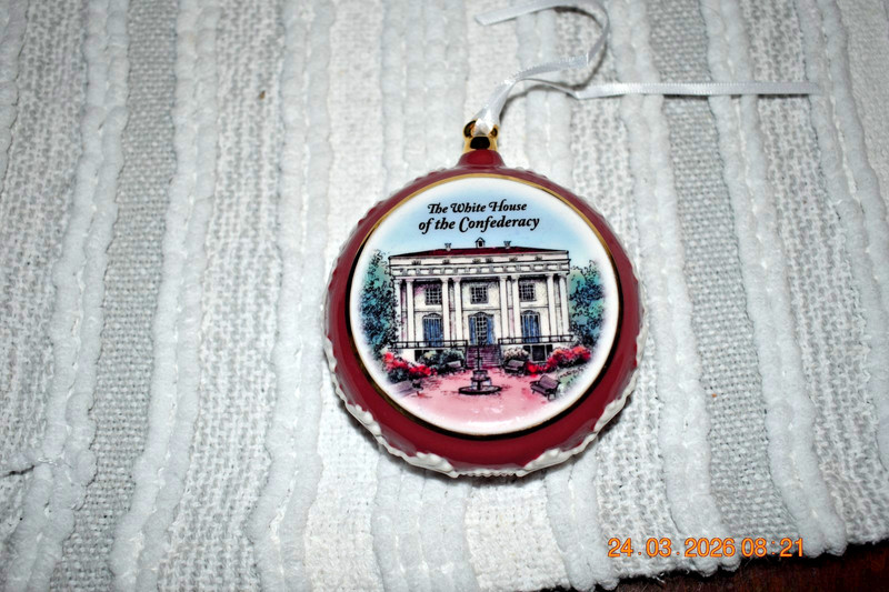 White House of the Confederacy Christmas Two-Sided Ornament RARE