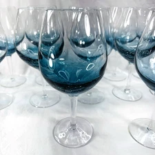 Pier 1 Teal Crackle 8.5”  Wine/Water  Glasses