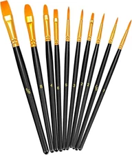 BOSOBO Paint Brushes Set, 10 Pieces Round Pointed Tip Paintbrushes Nylon Hair Ar
