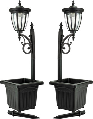 Kambria Multi Function 2-Piece Set of Solar Lights with Posts, Ground Stakes, Pl