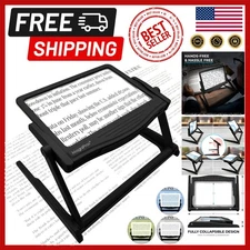 Versatile 5X Page Magnifier with Detachable Stand & Anti-Glare Lens for Comfort