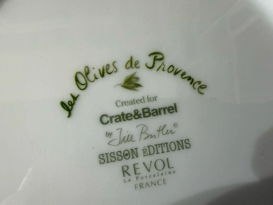 Set of 6 Crate & Barrel “Les Olives de Provence” 8” Salad Plates Revol Porcelain - Image 2 of 4