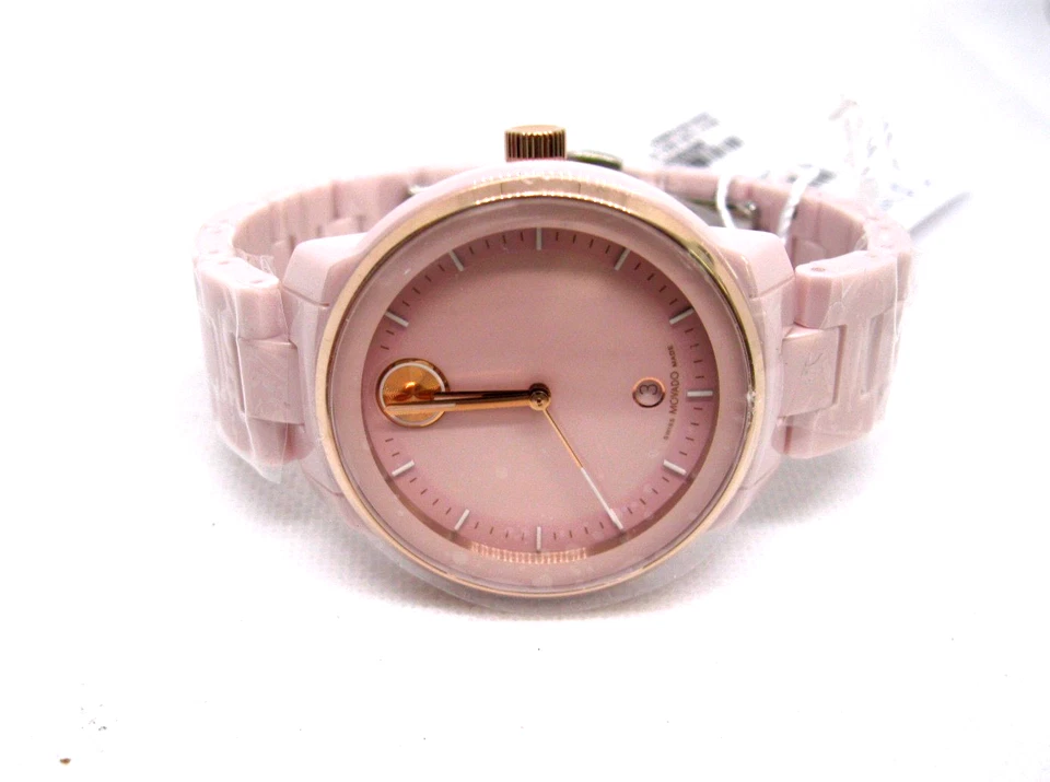 Movado Bold VERSO Pink Ceramic Rose Gold Accents Women's Swiss Made Watch3600935 - Image 4 of 4
