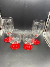 4 Vintage Libbey Red Base Glasses 2 at 4.5" / 2 at 7"