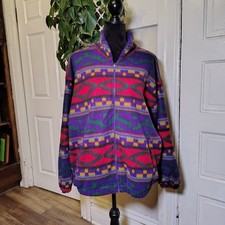 VTG Southwestern Fleece Aztec Full Zip Up Geo Jacket/T98