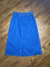 VTG 80 a Claude Midi Denim Skirt Slit Size 5/6 A8