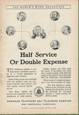 Magazine Ad - 1911 - AT&T / Bell System - Half Service or Double Expense