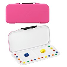 18 Wells Paint Storage Box Airtight Folding Detachable Painting Palette Pink