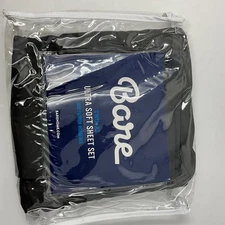 Bare Home Twin XL Sheet Set Black Flat , Fitted , Pillowcase