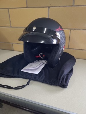 Medium - Vcan V85c 3/4 Open Face Motorcycle Helmet Matte Black Phoenix NEW