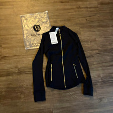 lululemon Women  s Black Track Jacket Full Zip Pockets Long Sleeve Size 6