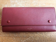 Portafoglio Celine Large Flap Multifunzione Pelle Rosso Autentico Ottime Condizioni