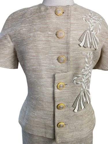 Combinaison veste jupe beige vintage Valentino Boutique femme 12/ convient 8 années 50 - Photo 3/15