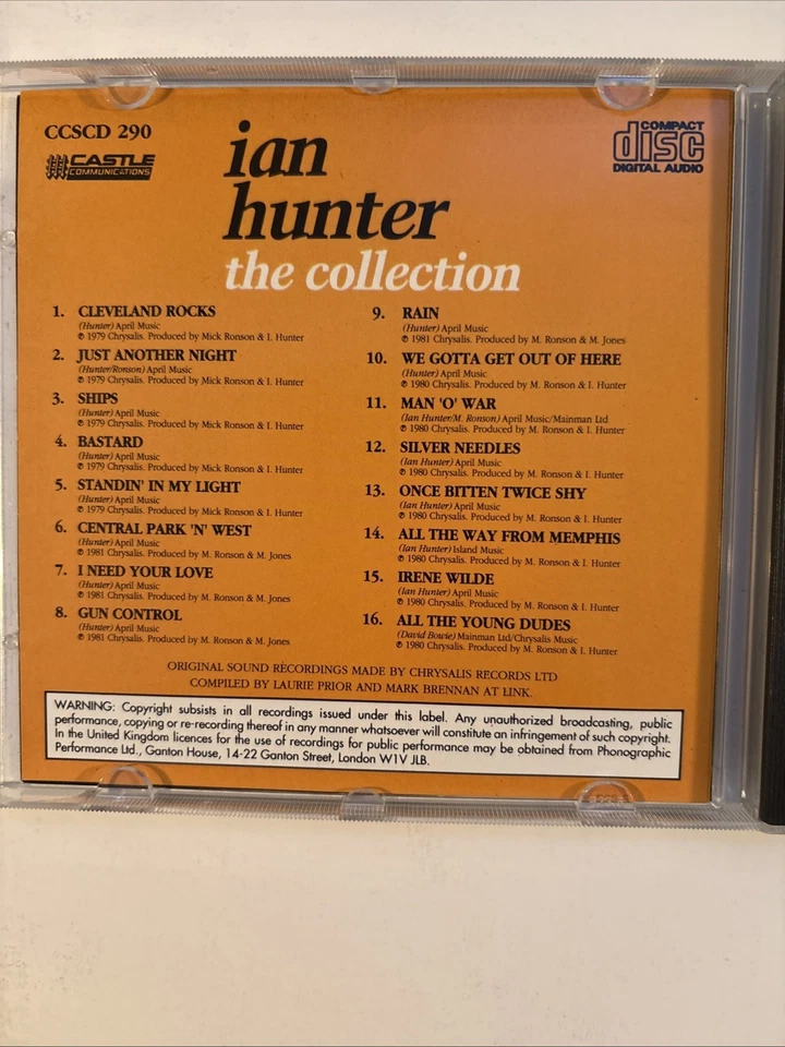 IAN HUNTER - THE COLLECTION 1991 CD ALBUM MOTT THE HOOPLE 16 Track No Back Cover Foto 3 de 3