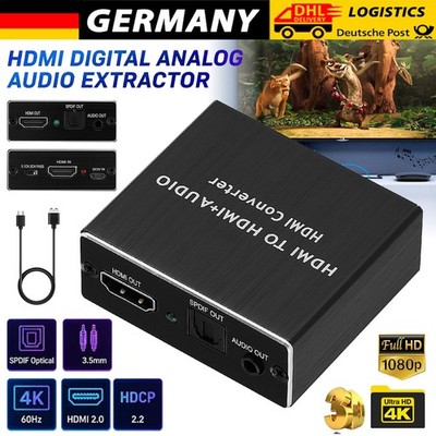 4K*2K 3D HDMI Audio Extractor Converter Konverter zu Optical SPDIF 3,5mm AUX L/R