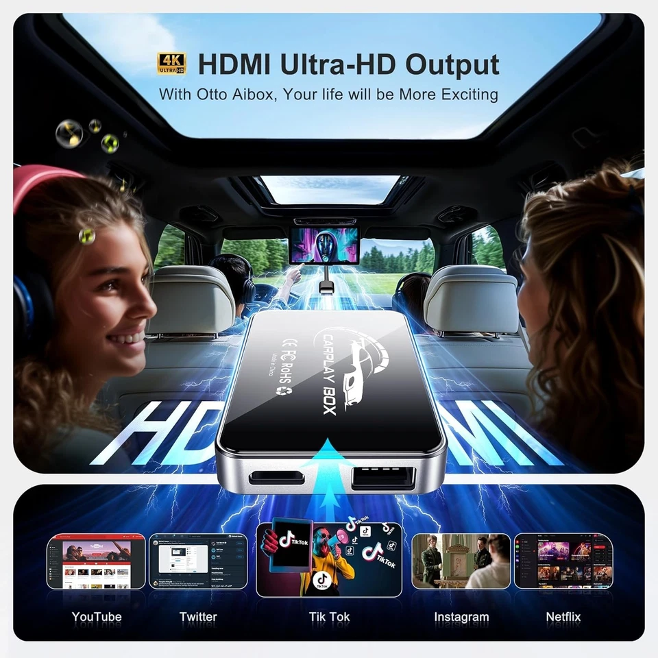 AI Box Wireless CarPlay&Auto Adapter-Plug&Play,Dual-Band WiFi,Bluetooth 5.0,4K V - Image 4 of 4