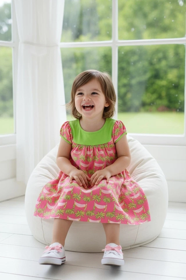 Vestido Simply Southern Niñas 4T Palmera Hamaca Hasta la Rodilla Vacaciones Crucero Foto 2 de 4