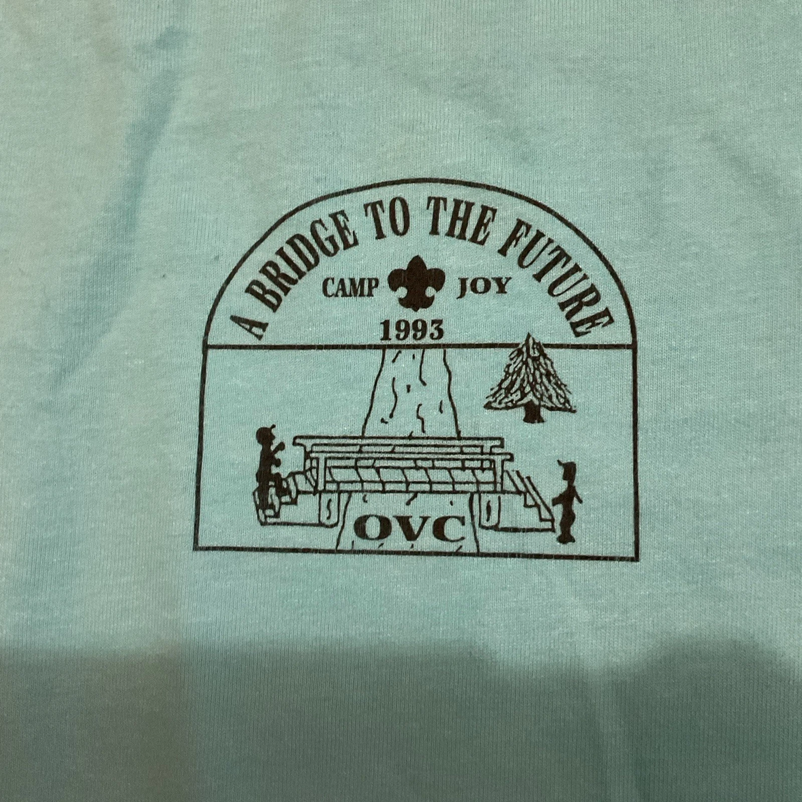 Vintage 1993 Fruit of the Loom T-shirt, camp joy a bridge to the future size L