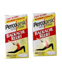  2 Percogesic Backache Relief Pain Reliever, Maximum 48 Tablets Each EXP 01/26