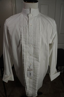 Gold Label roundtree & york EZ wash cotton white tuxedo shirt sz 16 1/2 - 34