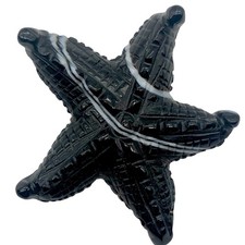Stunning Carved Sardonyx Starfish Pendant Bead 60x9mm Black/White