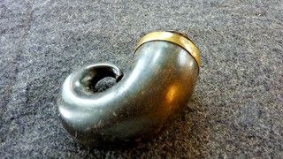Antique Scottish Snuff Mull Brass Mounted Curled Rams Horn circa 1860