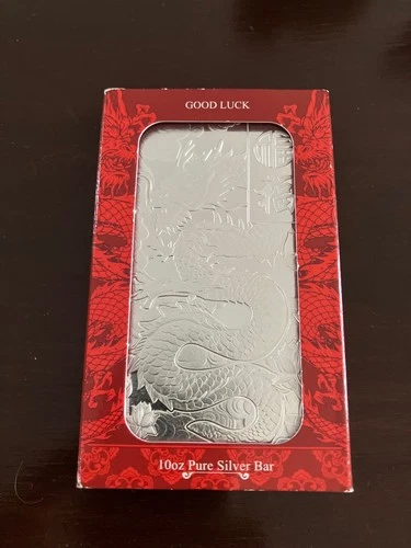 PAMP Suisse 10oz Good Luck Dragon Silver Bar .999 fine - in Pamp Case - SOLD OUT
